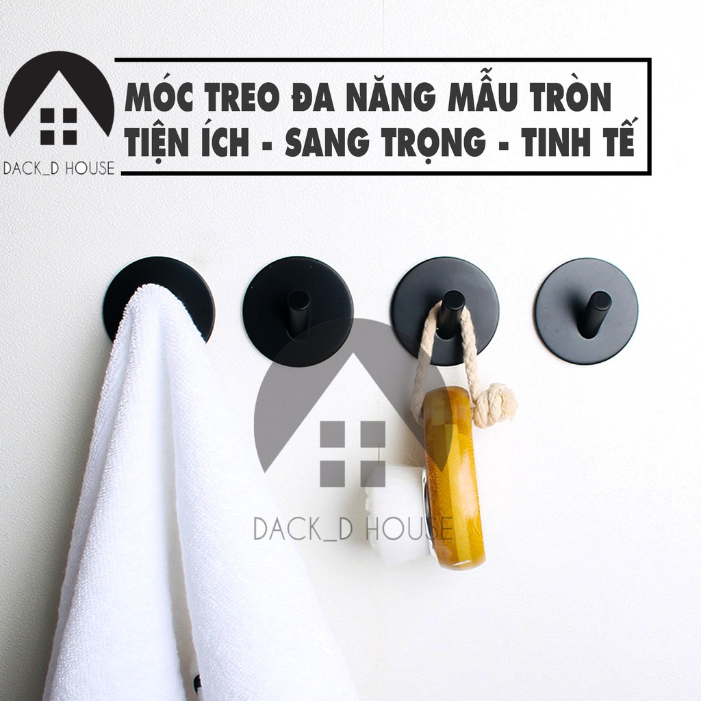 Móc dán tường inox đen Dack D House, inox 304 sơn tĩnh điện đen, kèm keo dán 3M tiện lợi, gia dụng cao cấp