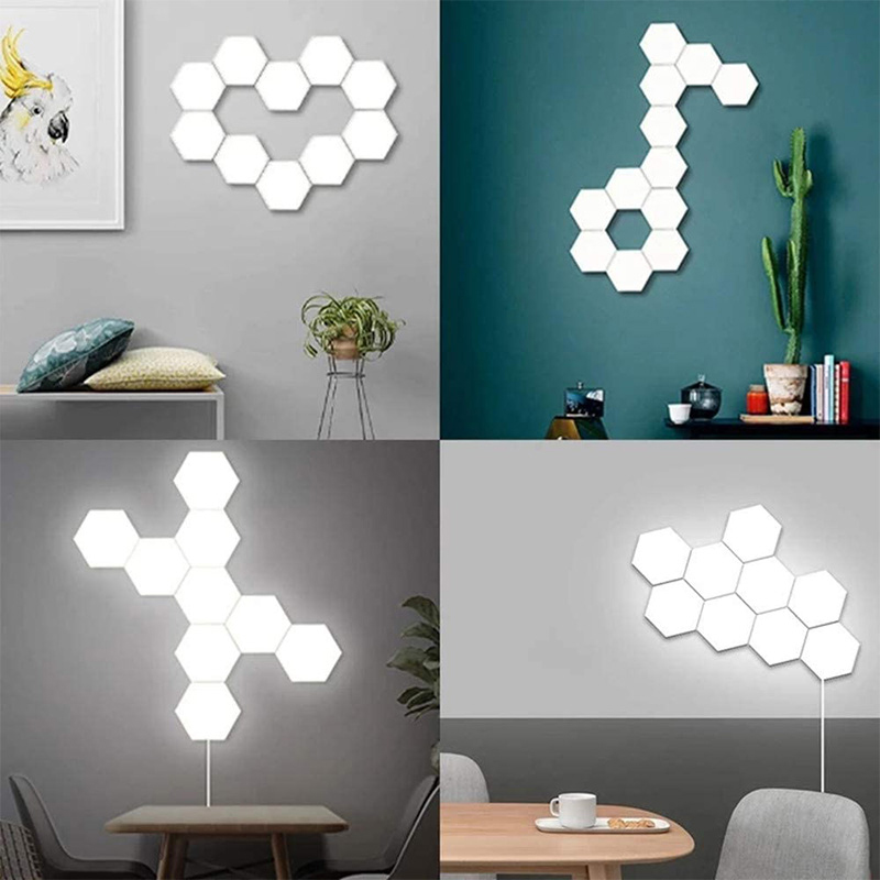 1 cái RGB Đèn LED Điều khiển từ xa Ánh sáng đèn tường Cảm ứng ánh sáng Trang trí tường Đèn tường Đèn ngủ không dây Đèn ngủ hình lục giác Phòng khách Đèn ngủ Phòng ngủ 3AAA Pin