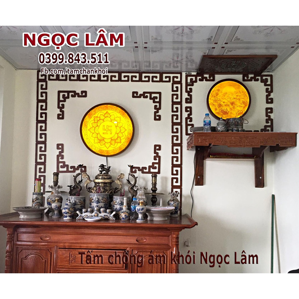 Đèn hào quang trúc chỉ khung gỗ thịt cao cấp Ngọc Lâm