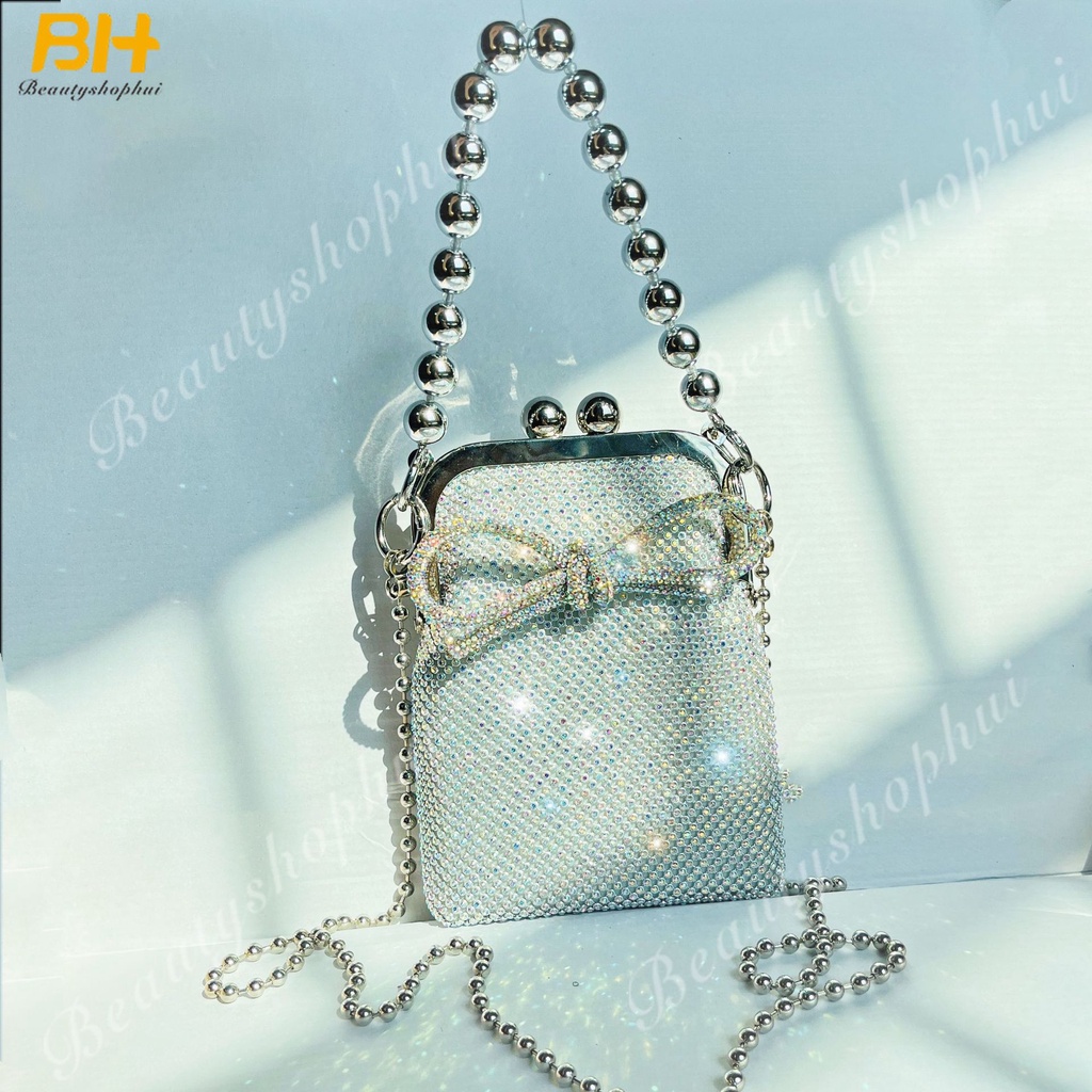 Túi Đeo Chéo Mini Đính Đá Thời Trang Mới 2022 Cho Nữ