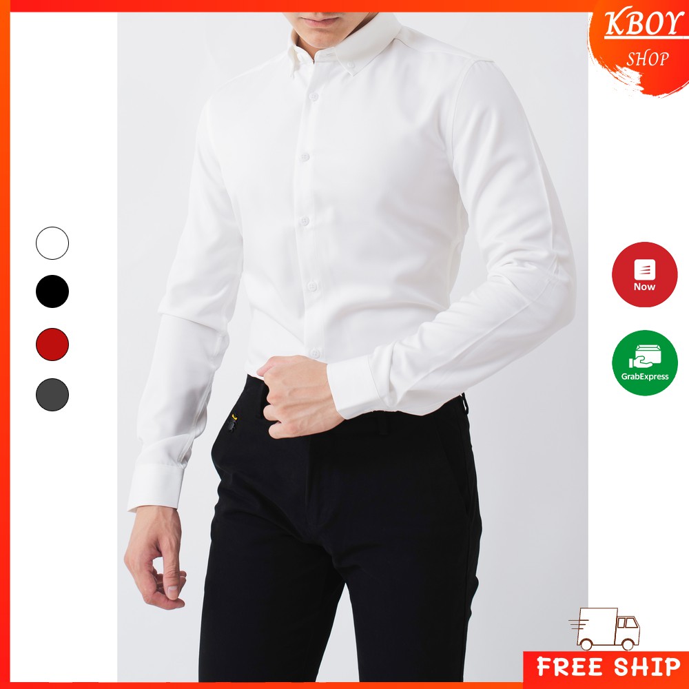 Áo Sơ Mi Nam Cotton Spandex Vải Co Giãn Form Slimfit Mềm Mịn Thấm Hút Tốt Có Bigsize - A068-1