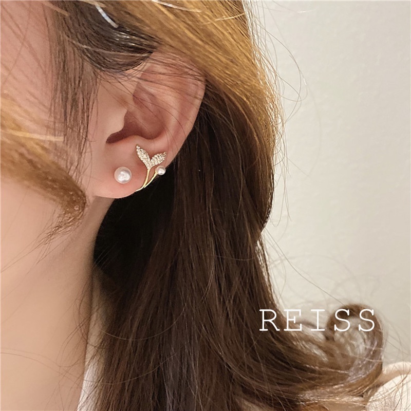 Bông Tai Mạ Bạc 925 Hình Đuôi Cá Thời Trang Hàn Quốc 2021