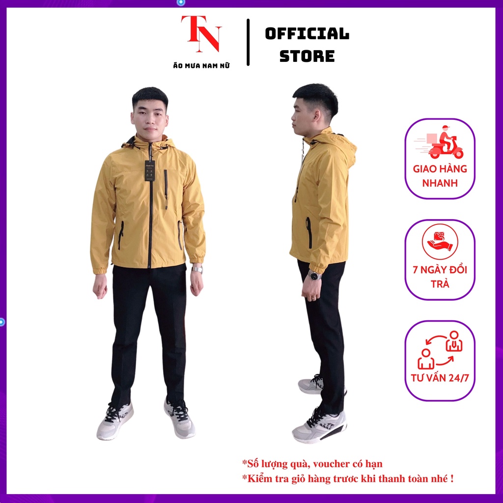 Áo khoác nam nữ cao cấp, áo khoác gió hai lớp chống nước, vải gió tráng bạc ngăn tia UV - Tình Ngọc Store