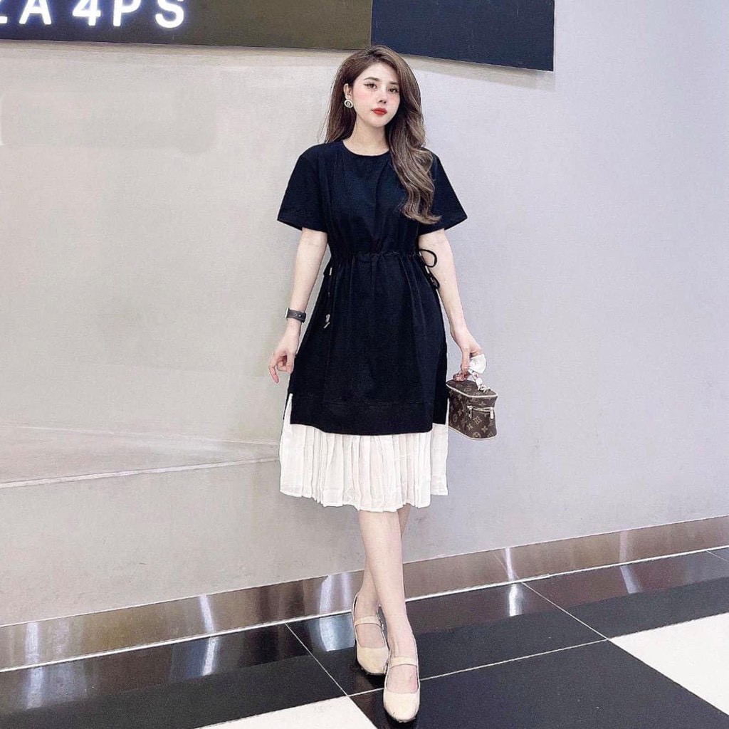 Váy rút eo chân xếp li