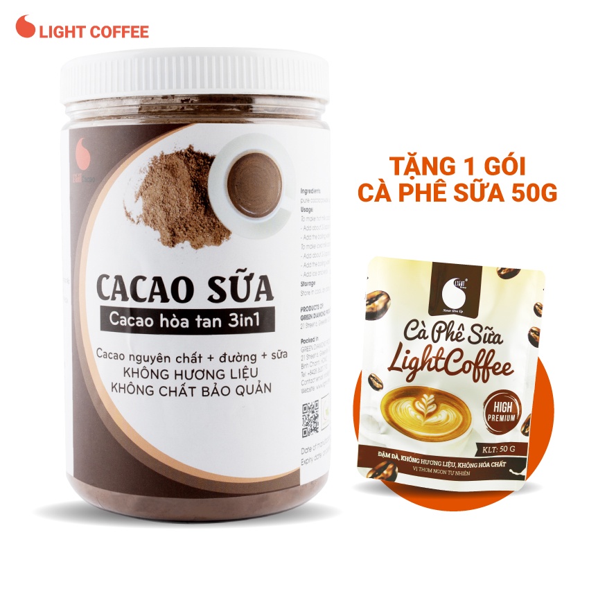 [Mã BMBAU50 giảm 7% đơn 99K] Cacao sữa 3in1 thơm ngon, tiện lợi Light Coffee - hũ 550g