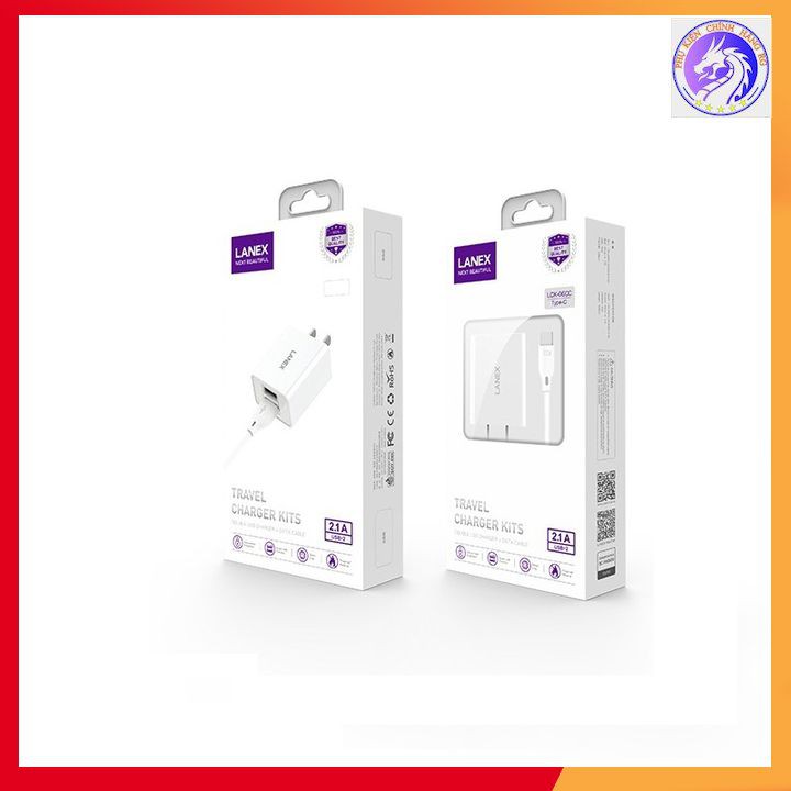 Bộ Sạc Nhanh Lanex LCK-06CC 2 Cổng USB Type-C 2.1A Dài 1m Tương Thích Điện Thoại Android - BH12 Tháng
