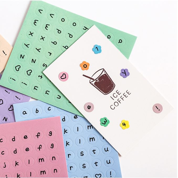 hình dán chữ và số sunny dùng trang trí sổ tay và nhật ký