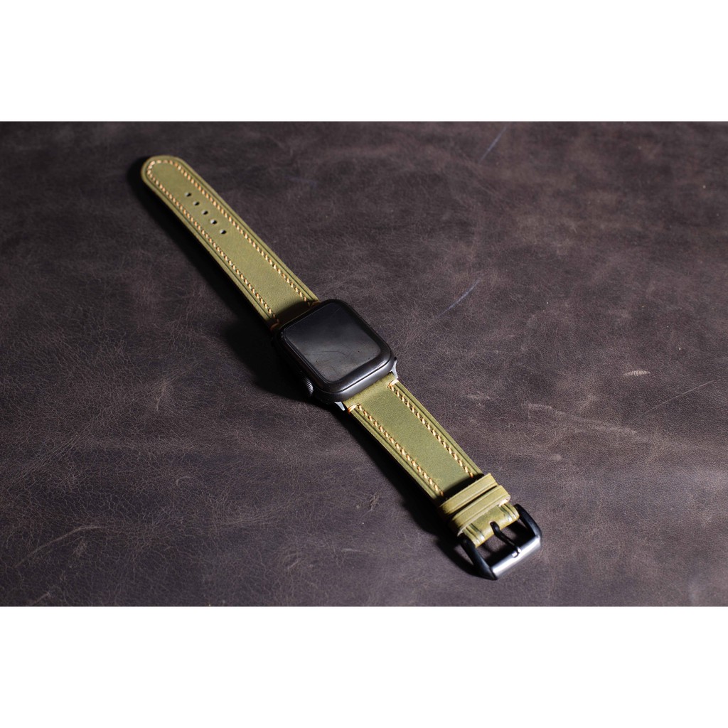 Dây đồng hồ apple watch da bò tocolor handmade màu xanh rêu