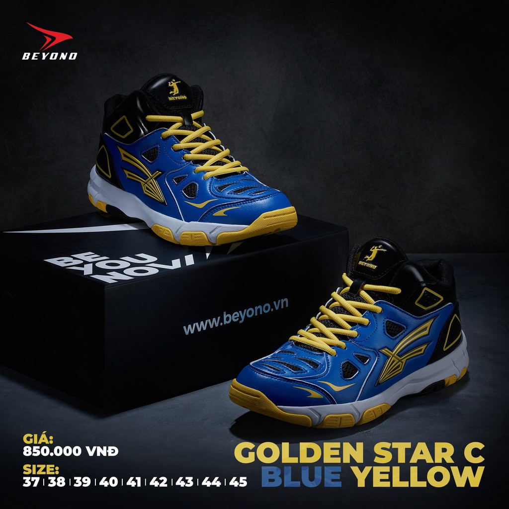 Giày Beyono Golden Star C Blue Yellow 2022 - Giày Chuyên Bóng Chuyền cổ cao ôm chất thông thoáng êm ái đàn hồi cao