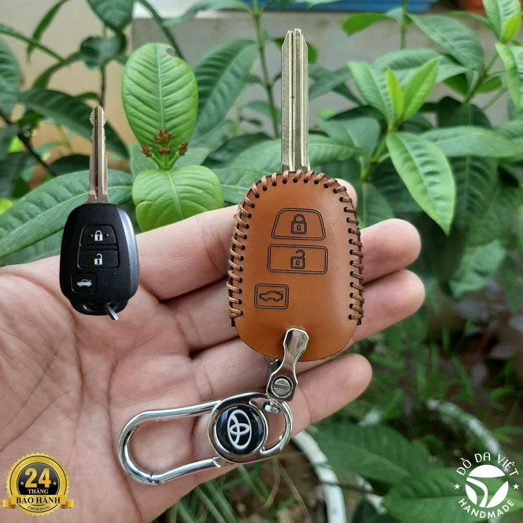 Bao Da Chìa Khóa xe TOYOTA Vios E&G 2014-2018, Vios E2019-2020.Da Bò Nhập Khẩu, Khắc Tên + Số ĐT Chủ Xe