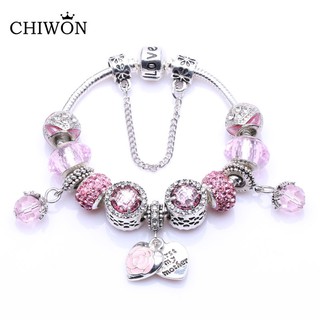 Vòng tay pha lê charm trái tim hoa