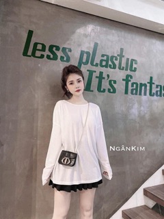 ÁO THUN GIẤY NỮ DÀI TAY ĐAN HẠT SAU LƯNG