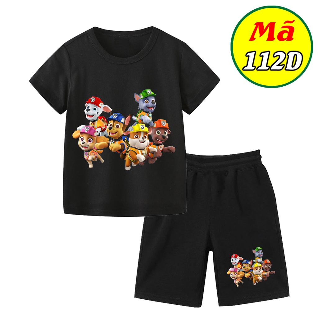 Đồ bộ bé trai, đồ bộ bé gái cộc tay Táo Kid chất cotton in hình Đội Chó Cứu Hộ từ 0 đến 10 tuổi TK112