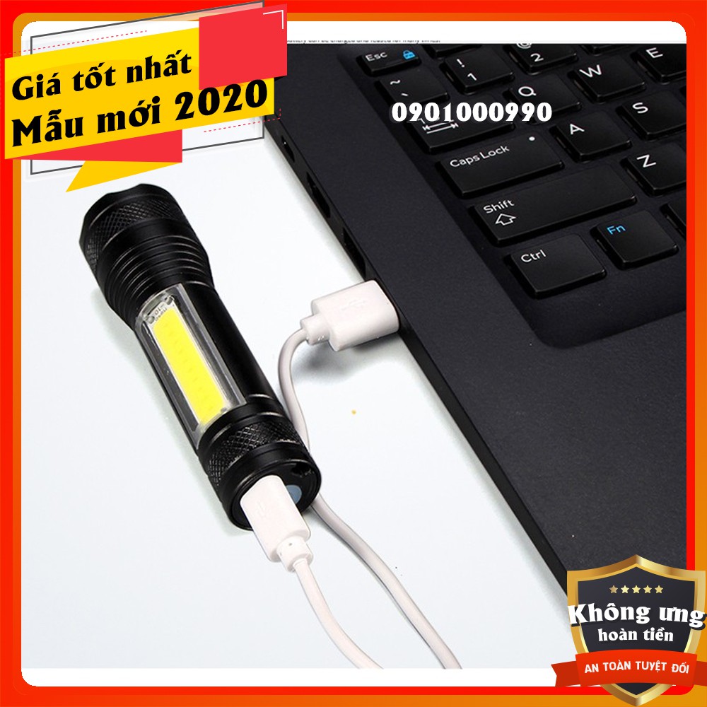 ⚡RẺ VÔ ĐỊCH⚡Đèn pin mini siêu sáng - 3 chế độ sáng Zoom được - Sạc USB - có hộp đựng - Tiện dụng đi du lịch, đi phượt