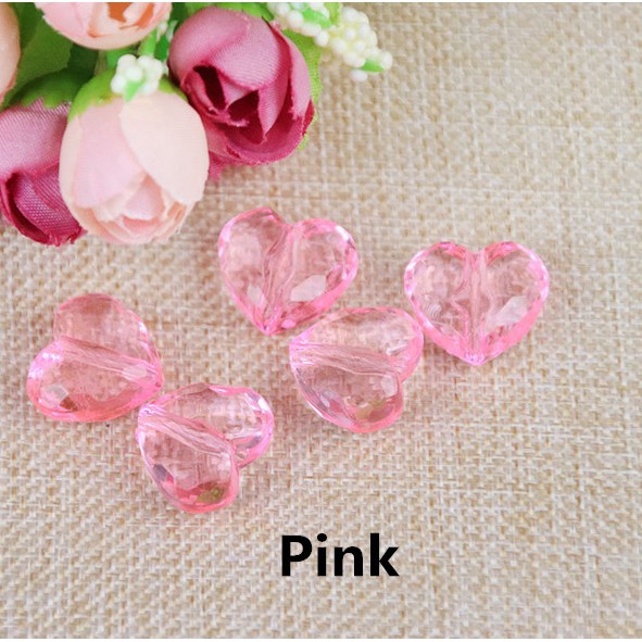 Bộ 10 Hạt Charm Trong Suốt Hình Trái Tim Dùng Làm Trang Sức DIY