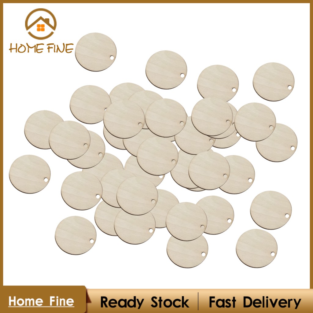 Set 50 Miếng Gỗ Trơn Hình Tròn Dùng Trang Trí Sổ Tay DIY