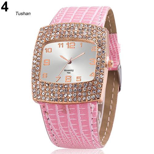 Đồng hồ mặt vuông đính đá phối dây đeo giả da cho nữ | BigBuy360 - bigbuy360.vn