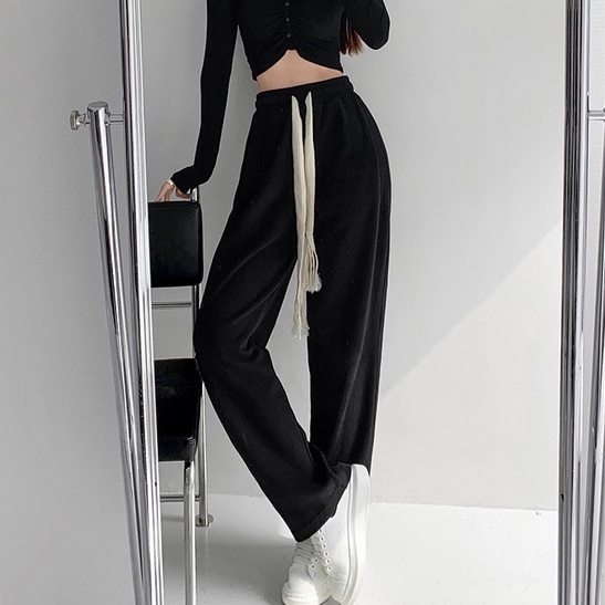 Quần dài lưng cao ống rộng thời trang năng động dành cho nữ