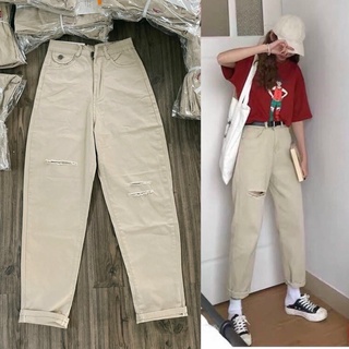 Quần Baggy Kaki nữ rách , form đep xịn [Hình + Video thật 100% Chilif ] Freeship 🖤