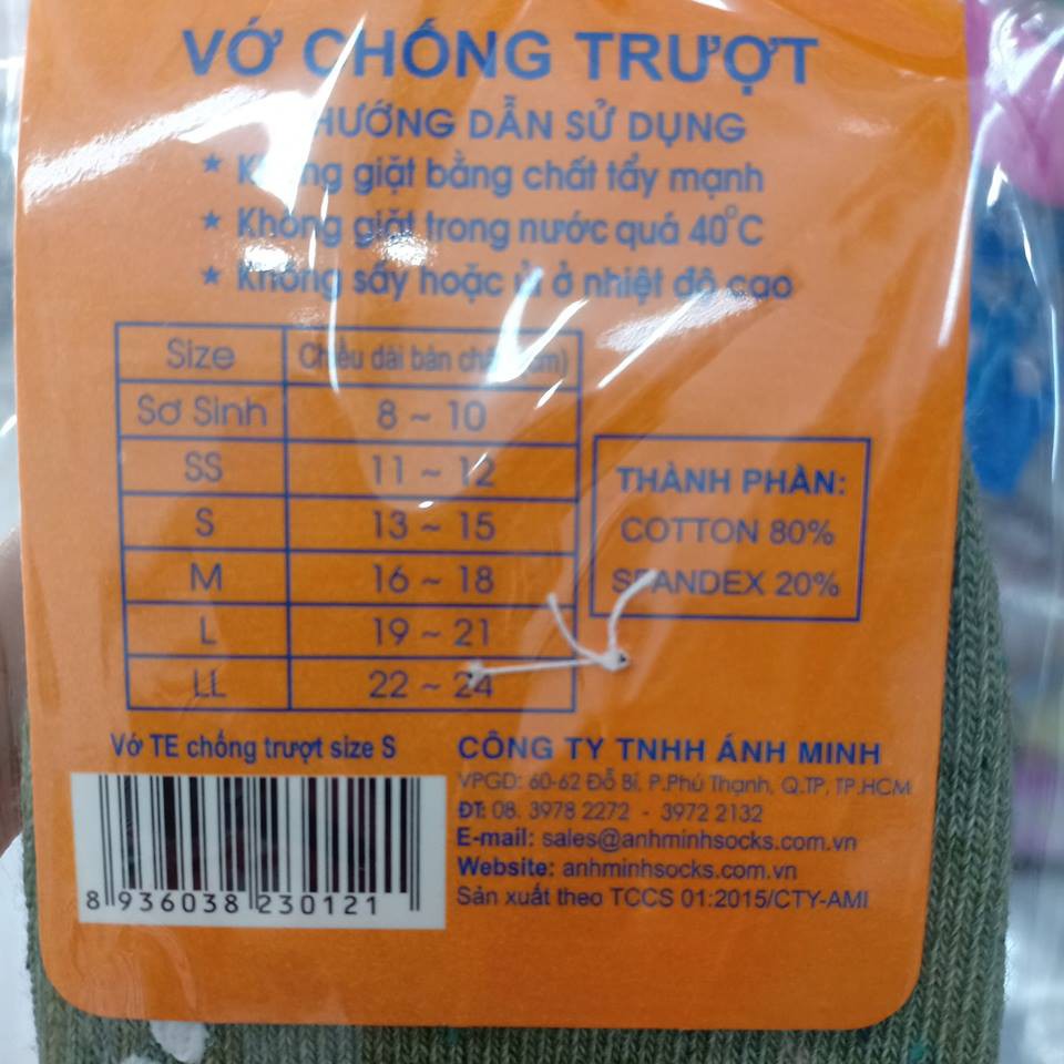 VỚ CHÂN CỔ THẤP CHỐNG TRƯỢT CHO BÉ TỪ 6 THÁNG TỚI 10 TUỔI ( Hàng Công Ty Việt Nam)