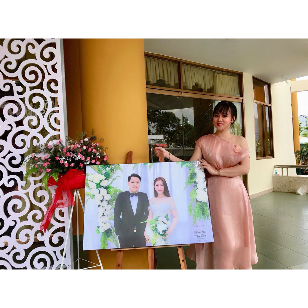 [ xả kho ] MiD Đầm xòe be lêch vai V1013 Mie Design ảnh thật