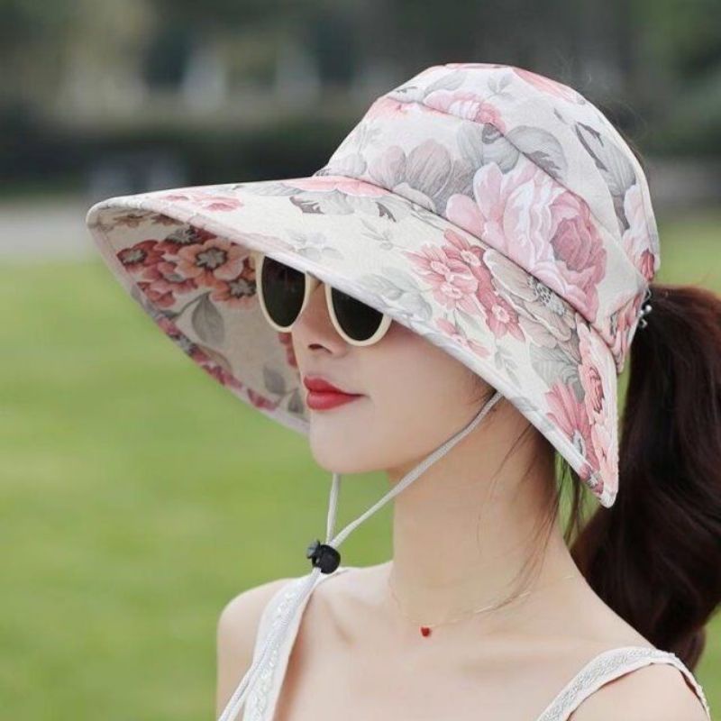 Mũ chống nắng rộng vành nửa đầu chống tia uv, nón rộng vành thời trang đi biển cho nữ