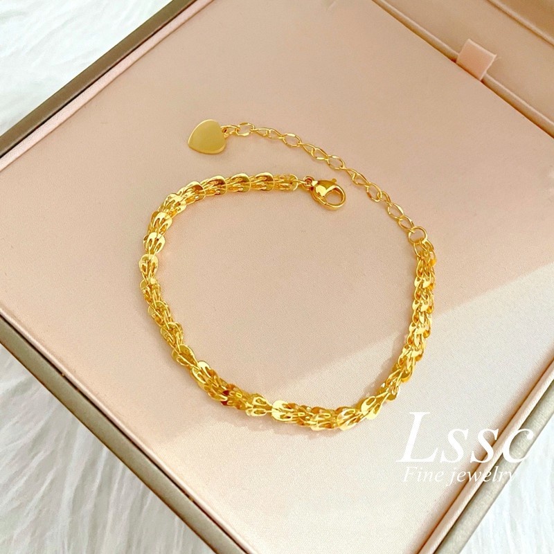 Vòng tay Titan nữ không gỉ 18K vàng thiết kế thời trang sang trọng Đồ trang sức Lắc tay Titan