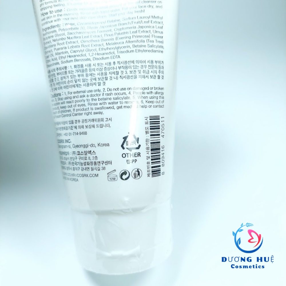 Sữa rửa mặt COSRX LOW PH GOOD MORNING GEL CLEANSER