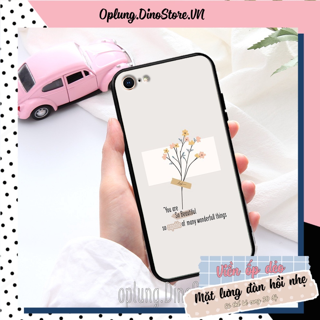 Ốp Iphone 6/6s/6Plus/6sPlus/7G/8G/7Plus/8Plus lưng nhựa viền silicon bảo vệ camera chống bẩn in hình hoa cỏ nữ tính.