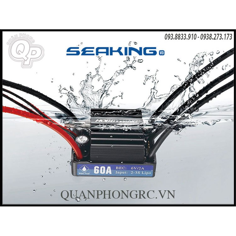 Động cơ Hobbywing-Seaking 60A-V3-1-Waterproof-Brushless-Esc cho tàu