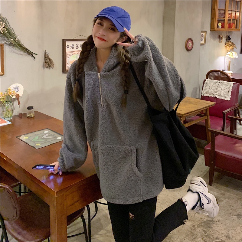 Áo hoodie dài tay dáng rộng thiết kế mới thời trang dành cho mùa đông | BigBuy360 - bigbuy360.vn