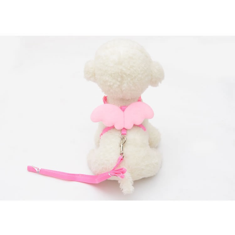 Set vòng cổ và dây dắt thú cưng đi dạo thiết kế hình đôi cánh thiên thần dễ thương