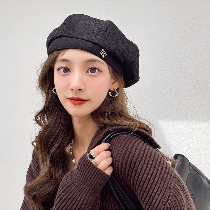 HMH® Mũ nồi beret vải nhún thời trang phong cách Hàn Quốc mới