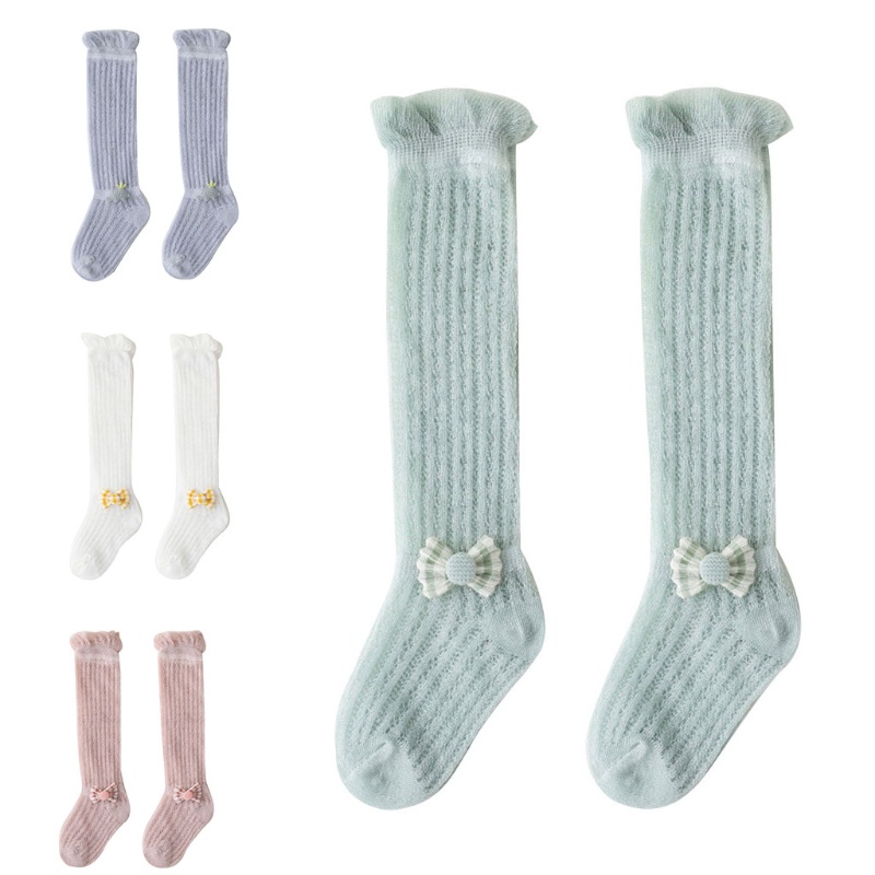 Vớ Cotton Lưới Siêu Mỏng Cao Tới Gối Chống Trượt Thời Trang Mùa Hè Cho Bé Gái