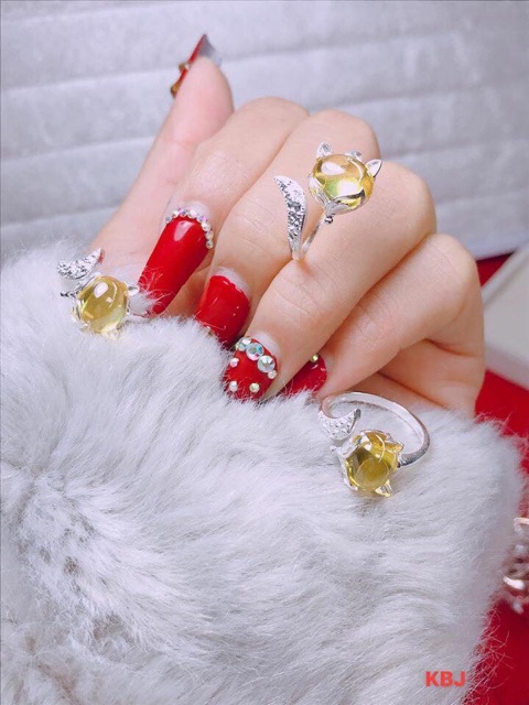 Nhẫn hồ ly bạc ta gắn đá đủ màu theo mệnh-Minh Tâm Jewelry
