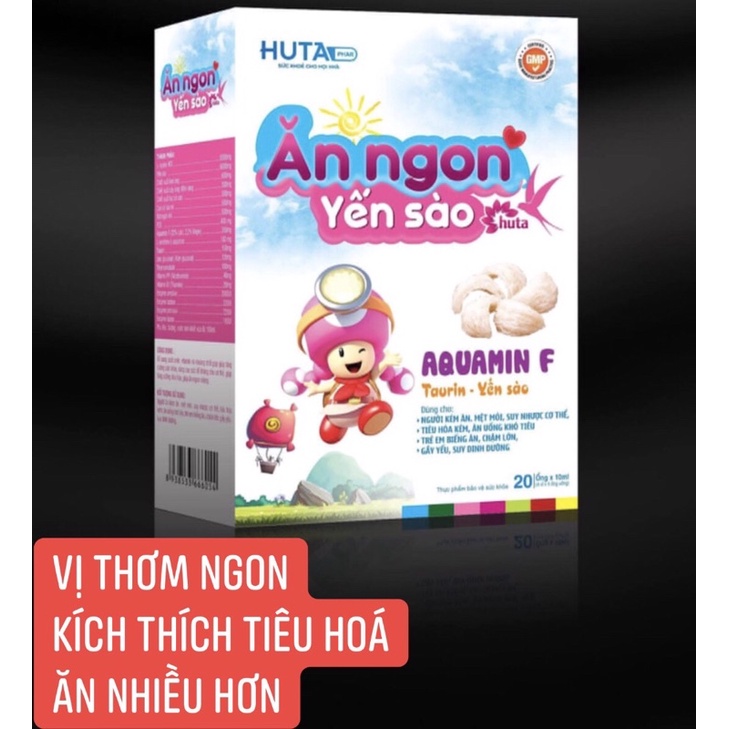 Siro yến sào HUTA giúp bé ăn ngon vị YẾN -Chứa 4 loại enzym tiêu hoá - Giảm trớ, nôn,  ngủ ngon 20 ống