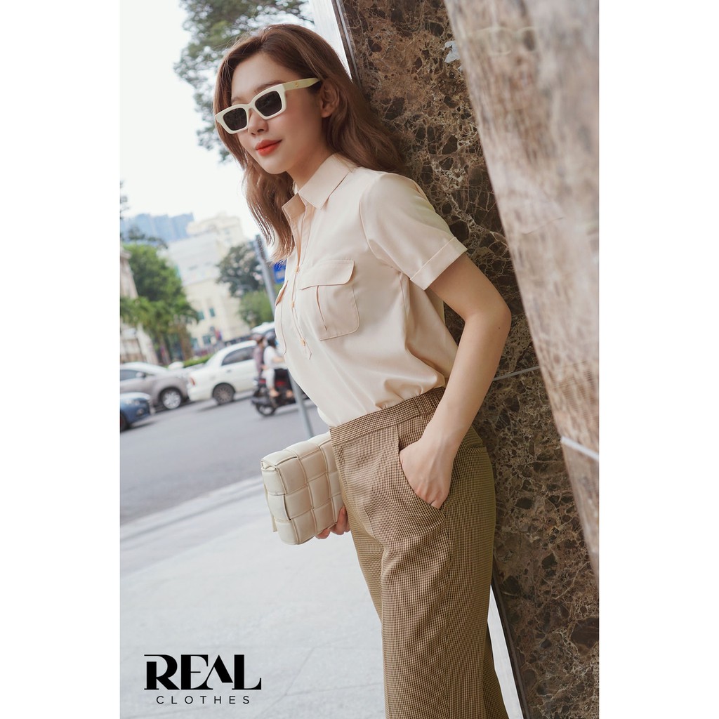 Sơ mi túi hộp nude_REAL