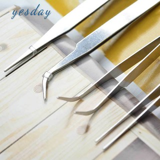Bộ 4 cây nhíp đầu thẳng/đầu cong bằng thép không gỉ dùng trong chăm sóc móng