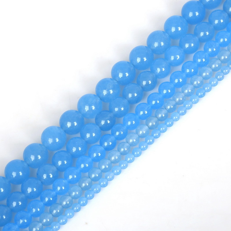 Hạt đá nhuộm tự nhiên làm trang sức làm vòng tay pha lê DIY 4/ 6/8/10 /12mm 15.5'