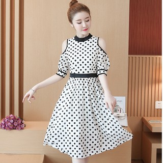 Hàng Nhập : ĐẦM VOAN HỞ VAI , HOẠ TIẾT CHẤM BI THỜI TRANG – AD 158