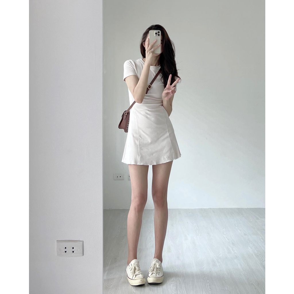 Váy Cộc Tay May Viền PEONYB Nữ [FREESHIP] 🌸 Đầm body dáng ôm tenis vạt bèo tiểu thư, kiểu sporty hàn quốc Ulzzang 🌸 | WebRaoVat - webraovat.net.vn
