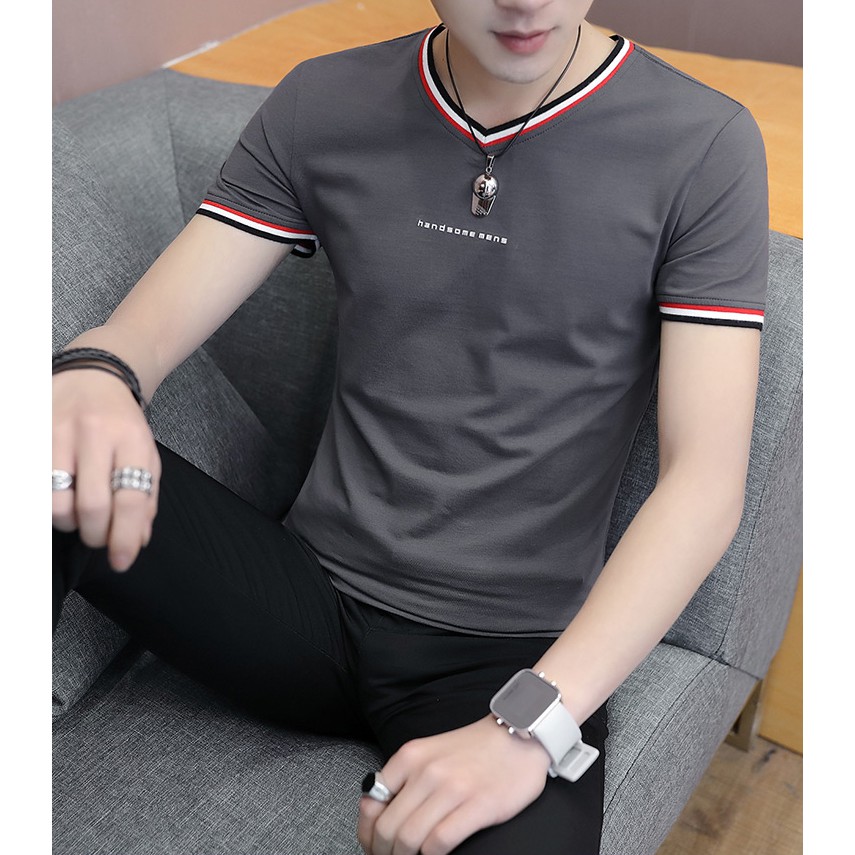 Áo Thun Nam Ngắn Tay Cổ Tim Body Thời Trang Bonado Cao Cấp BN06- Đen