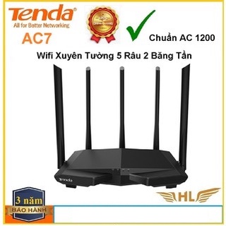 Bộ Phát Wifi Xuyên Tường Tenda AC7 5 râu Chuẩn AC1200Mbps , Xuyên Tường Tenda AC5- Hàng Chính Hãng