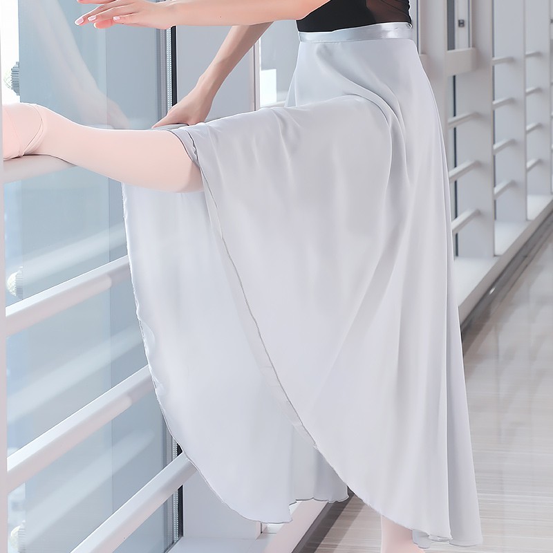 Chân Váy Múa Ba Lê Vải chiffon Dài Màu Đen Đỏ Tía