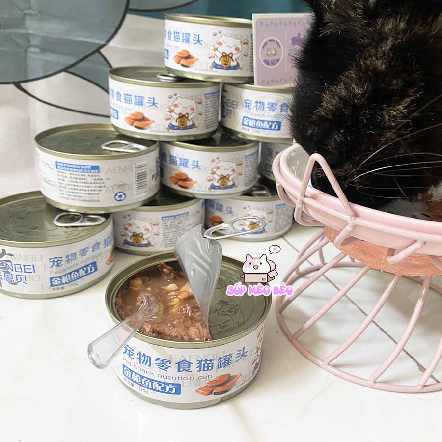 Lon pate FAENBEI 170gr Nguyên sớ cá to, bữa ăn chính thơm ngon dinh dưỡng cho Mèo