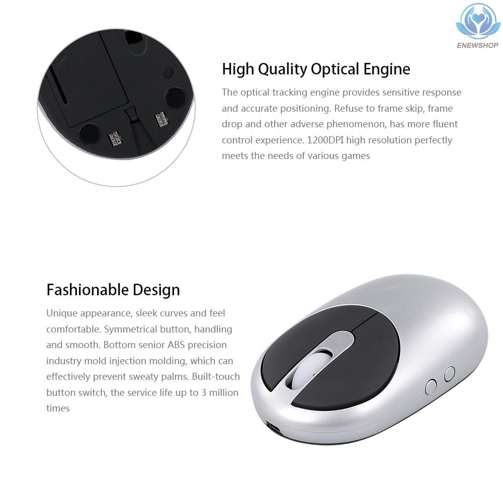 【enew】2.4G Wireless Rechargeable Mouse Optical 6D Gaming Mouse with 4 Ports USB Hub Charging Dock 1200DPI MG-012 Grey