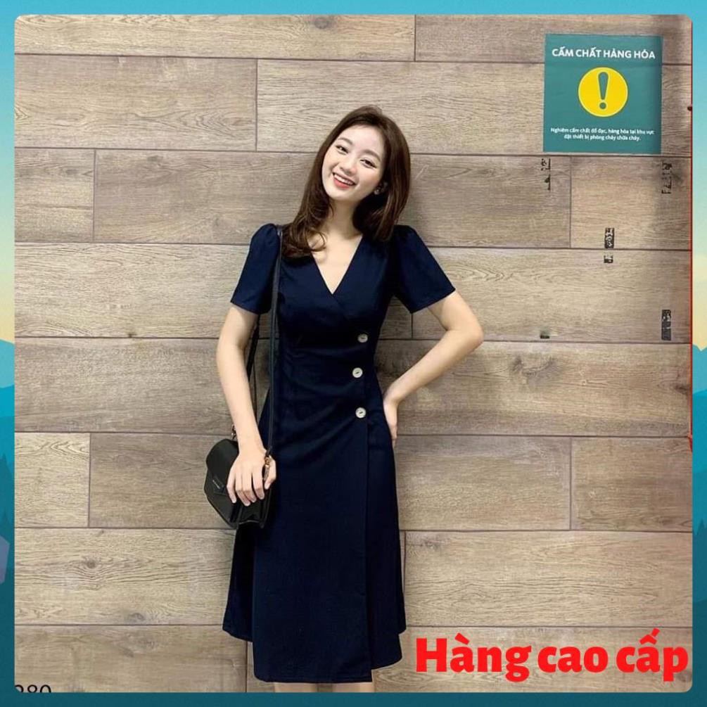 (Hàng cao cấp) Đầm công sở vạt chéo nút gỗ xinh xắn - Hebe Dress | BigBuy360 - bigbuy360.vn