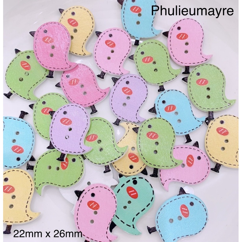 Set 10 nút ( cúc )áo hai lỗ hình gà con