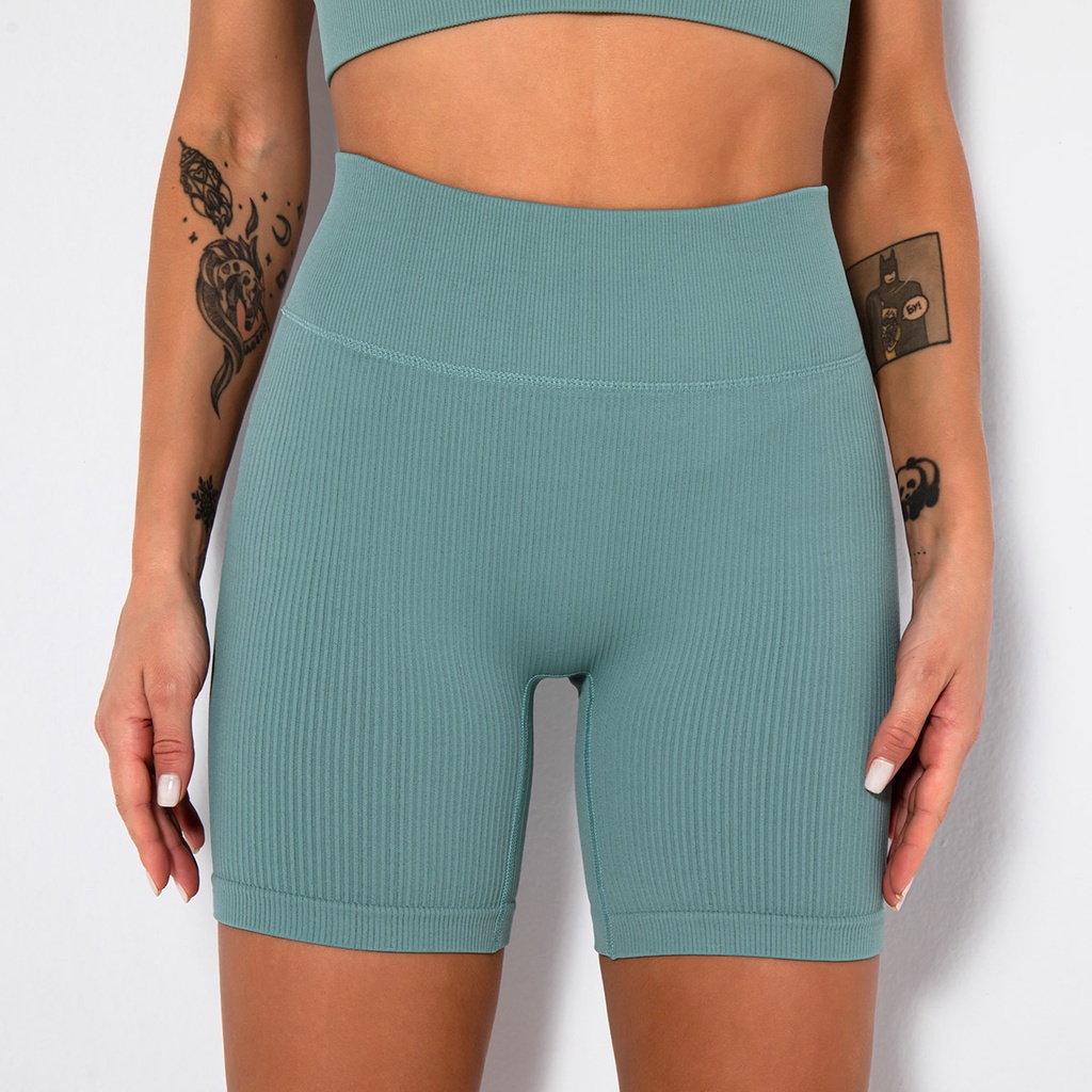 Nessaj Quần Short Thể Thao Dệt Kim Nâng Mông Lưng Cao Không Đường May 11 Màu Sắc Dành Cho Nữ Tập Gym / Yoga