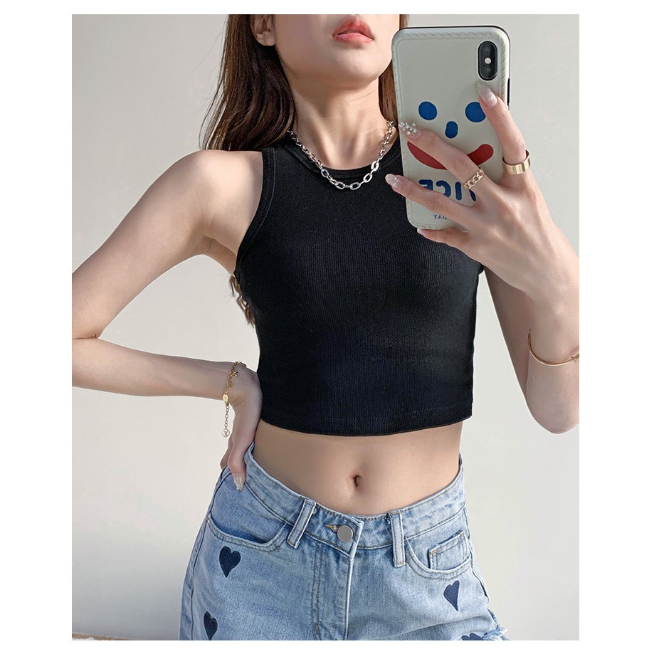 Áo croptop nữ EMME - áo sát nách ba lỗ thun không tay kiểu ôm body tank top co giãn tốt A02 | BigBuy360 - bigbuy360.vn